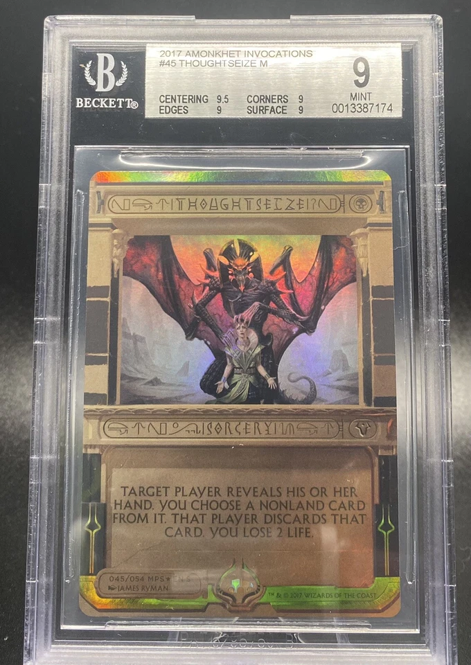 BGS 9 MINT Thoughtseize Foil Amonkhet Invocations Masterpiece Series MTG 045/054 - Image 1 of 2