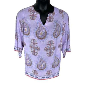 Violet + Claire Purple Paisley Print V-Neck 3/4 Sleeve Top Women's Size 1X - Bild 1 von 5