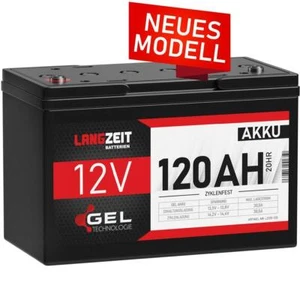 Gel Akku 12V 120Ah Blei Batterie Wohnmobil Solar Boot Versorgungsbatterie 100Ah - Bild 1 von 6