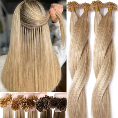 CLEARANCE HOT Fusion Nail U Tip 100% Human Hair Extensions Keratin Pre Bonded 1G - Image 1 of 4