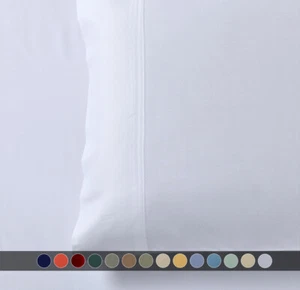 Par de fundas de almohada estándar súper sedosas suaves y frescas 100% viscosa de bambú sólido - Imagen 1 de 15