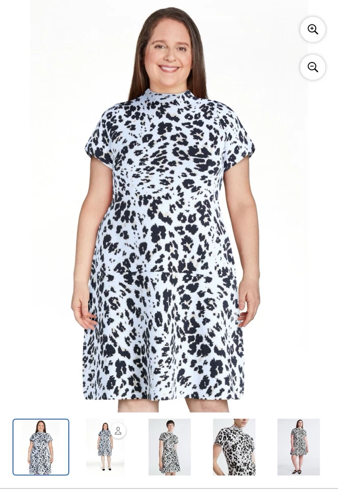 Scoop Women's Flare Leopard Jacquard Sweater Dress Size XL(16-18) With Tags