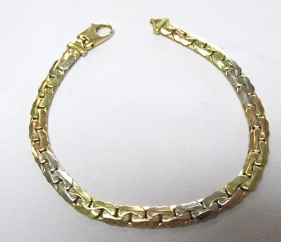 Men's 18k Multicolor Gold Link Bracelet Tri Gold 8 inch  12.82 Grams NO RESERVE - Image 1 of 4