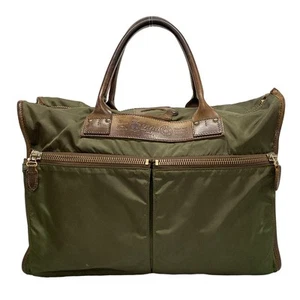 Auth Felisi - Brown Khaki Leather Nylon Hardware Tote Bag - Picture 1 of 11