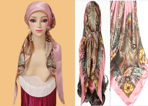 PRE-TIED Silky SCARF.Snood Tichel Head Covering Muslim. & Multicolor/ Pink - Picture 1 of 9