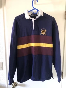 Vintage Polo Ralph Lauren Rugby gestreiftes Langarmshirt RLPC Wappen Größe L hergestellt in den USA - Bild 1 von 8