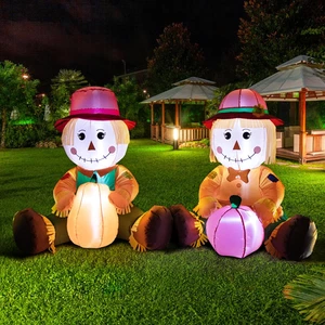 3.3FT Fall Day Outdoor Inflatable Decoration, Set of 2 Adorable Air-Blown Boy Gi - Picture 1 of 7