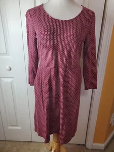 Vestido Lands End Mangas 3/4 Patrón Geométrico Talla Mediana 10-12 Hasta la Rodilla - Imagen 1 de 13