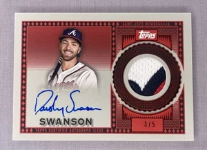 Parche automático de béisbol Dansby Swanson 2021 Topps/5 ~ TRAP-DS ~ Braves Cubs - Imagen 1 de 6