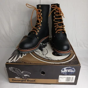 Georgia Stiefel 8" schwarz Leder harte Zehenpartie Holzfäller Arbeit Ranch Stiefel Größe Damen 6,5 - Bild 1 von 8