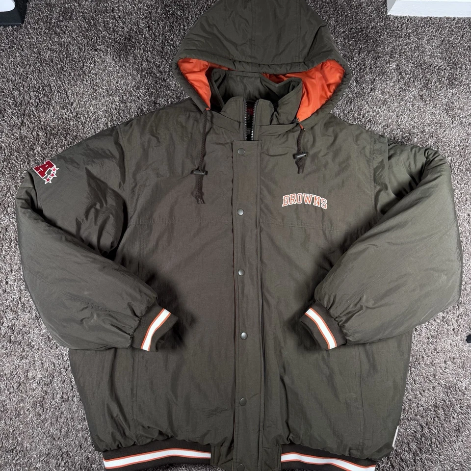 CHAQUETA ACOLCHADA REEBOK CLEVELAND BROWNS VINTAGE AÑOS 00 GRIDIRON LOGOTIPO CLÁSICO TALLA 2XL Foto 1 de 4