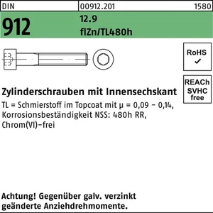 Reyher Zylinderschraube DIN 912 m.Innensechskant M 6 x 70 12.9 zinkbesch Glei... - Bild 1 von 1