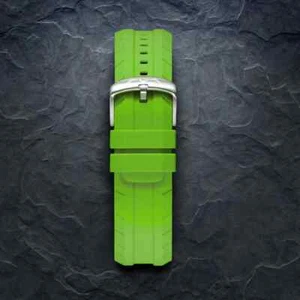 Correa de reloj de silicona luminosa Luxmark brillante en plata oscura hebilla 24 mm - verde - Imagen 1 de 7