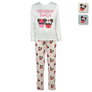 Pigiama lungo donna Disney Minnie Mouse maglia pantalone ragazza in cotone 4733 - Imagen 1 de 3