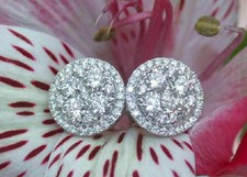 1.50Ct Round Cut VVS1/D Diamond Cluster Stud Earring Solid 14K White Gold Finish