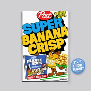 BANANA CRISP CEREAL / PLANET OF THE APES - 2" x 3" FRIDGE MAGNET (vintage box) - Picture 1 of 3