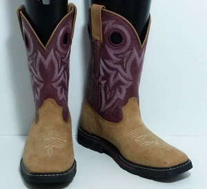 NWOB New RKW0119 Rocky 10" Farmstead Western Boots Brown Purple Women's 8.5 M - Picture 1 of 7