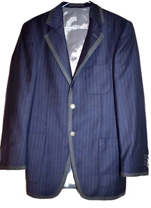 Blazer sportivo Ascot ADV elegante sartoriale vestibilità blu navy gessato + tubino UK 36 - Foto 1 di 9