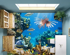 3D Koralle Fisch H4375 Fußboden Wandbild Fototapete Tapete Familie Coco 2024 - Picture 1 of 5