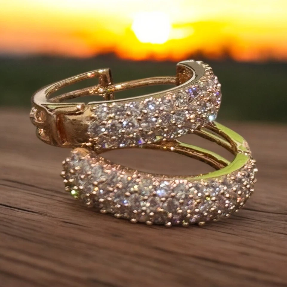 PENDIENTES DE ARO CHAPADOS EN ORO ROSA CRISTALES DE SWAROVSKI DE MODA Foto 1 de 3