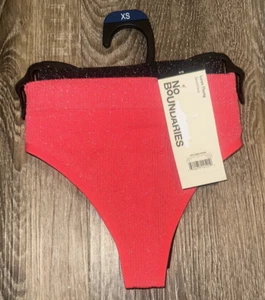 No Boundaries Lurex Thong Ribbed Seamless Black Red Sparkly Juniors XS 2ct - Picture 1 of 3
