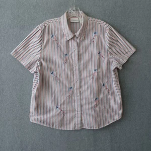 Camicia Alfred Dunner donna 18 multicolore manica corta ricamata camicia casual - Foto 1 di 11