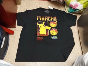 Nwt Pokemon Big Mens Tee Shirt Black Pikachu S/S 3x Cotton - Picture 1 of 1