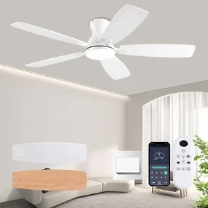 52Inch Ceiling Fans with Lights, Low Profile Ceiling Fan with Light and Remote C - Picture 1 of 9