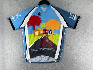 Pactimo Cycling Jersey Mens Large Blue 1/2 Zip Cruz Gran Fondo 2015 California - Picture 1 of 14