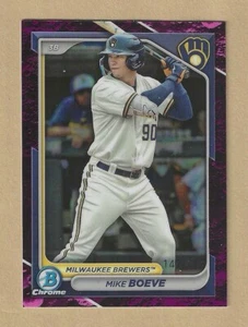 2024 Bowman Chrome MIKE BOEVE Fuchsia Lunar Refractor #BCP-138 Brewers 147/199 - Picture 1 of 2