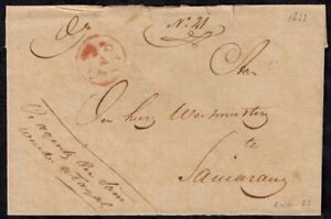 Dutch East Indies Pre Stamp 1833 Cover w/ DE BEERS Type 23 RED & M/S Instruction