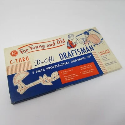 Vintage C-THRU Do-All Draftsman Drawing Set Engineering Set of 5 Tools Rulers - Image 1 of 4