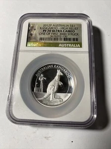 2012-P S$1 Australia KANGAROO HIGH RELIEF 1 Oz. Silver Dollar Coin NGC PF70 UC - Picture 1 of 8