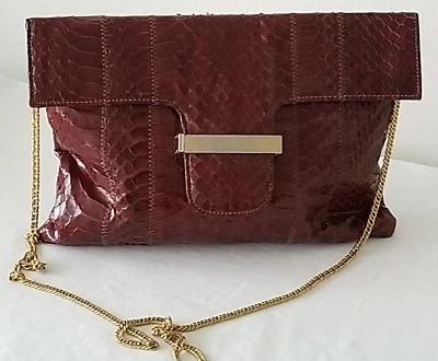EXCELENTE BOLSO CLUTCH/HOMBRO MARRÓN PIEL SERPIENTE MEDIADOS SIGLO AÑOS 70 DE RUTH SALTZ  Foto 1 de 4