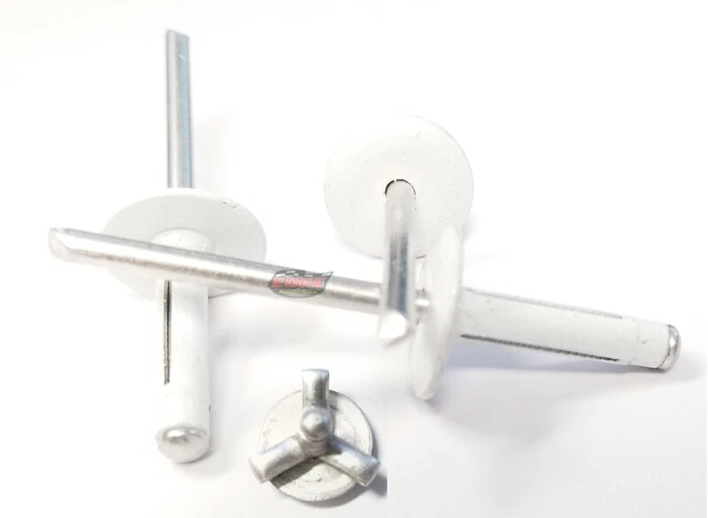 Paquete de 100 remaches pop mandril de aluminio explosivo triple cabeza grande blanco de 3/16" Foto 1 de 1