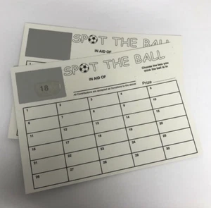 PAQUETE DE 50 1-30 TARJETAS DE RASCAR SPOT THE BALL NUMERADAS (NO EQUIPO) RECAUDACIÓN DE FONDOS - Imagen 1 de 1