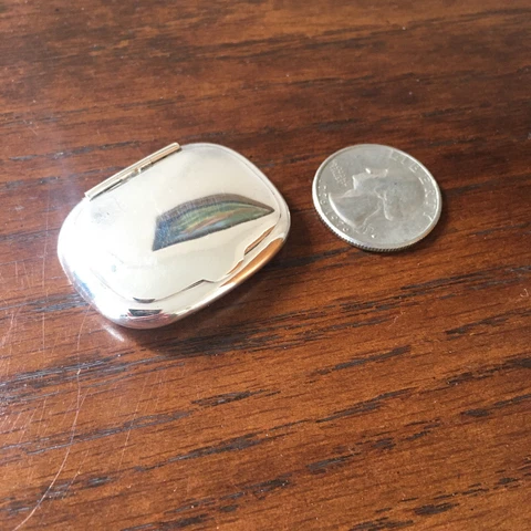 925 Sterling silver Mini Pill Box-Mid Century Design Cover