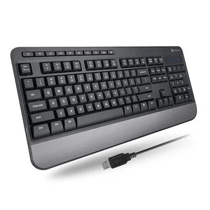 Wired Keyboard - Ergonomic Full Size USB Keyboard with Wrist Rest - DAMAGED BOX - Zdjęcie 1 z 9