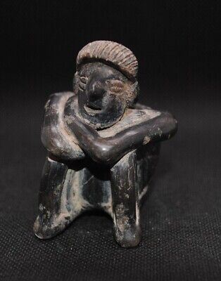 Pre Columbian  Mexico  Colima  Blackware   Seated  Figure • 175£