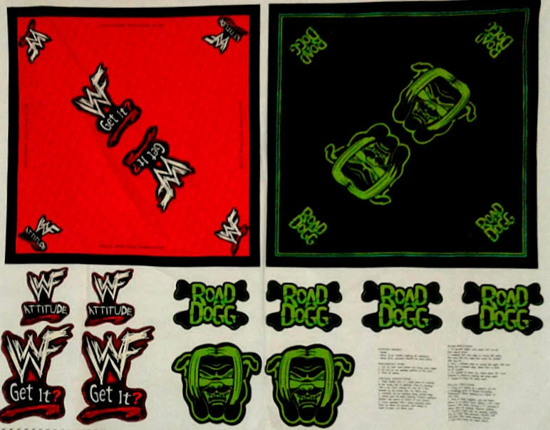 Wrestling Fabric WWE WWF  Red Attitude Road Dogg  Bandanna Cotton Pillow Glow - Image 1 of 1
