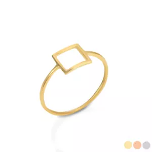Gold Square Outline Shaped Ring - Picture 1 of 5