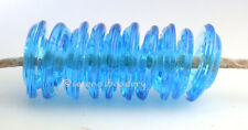LIGHT AQUA BLUE WAVY DISCS * Handmade Lampwork Glass Beads TANERES sra
