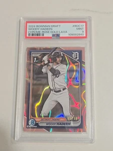 2024 bowman Draft baseball WOODY HADEEN CHROME-ROSE GOLD LAVA/10 PSA 9 - Picture 1 of 5