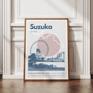 Suzuka F1 Circuit Poster: Japanese Grand Prix Track Art Print, Motorsport Wall - Picture 1 of 8