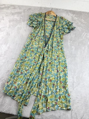 Vestido Alannah Hill Para Mujer 8 Azul Verde FLORAL Seda Falda Boho Cottage-core Y2K Foto 1 de 4