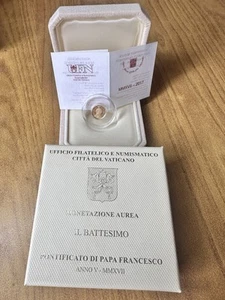 Münze Stadt Vatikan Papst Franziskus 10 Euro 2017 Die Taufe Gold Proof - Bild 1 von 5
