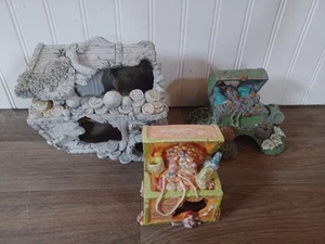 Lot of 3 Sunken Pirate Treasure Chest Aquarium Fish Tank Decoration Hideout Cave - Bild 1 von 24