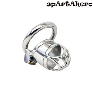 Jaula de acero inoxidable anillo curvo bloqueo cinturón de castidad de metal jaulas de castidad para adultos - Imagen 1 de 35