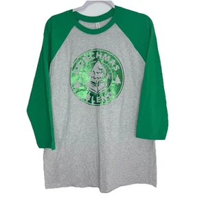 Grinchmas Blend Grinch Starbucks Metallic Foil Damen Raglan Holiday Gr. L - Bild 1 von 5