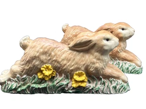 Vintage Laying Down Bunny Brown 10” Rabbit Easter Spring Hallmark Figurines JS - Picture 1 of 14